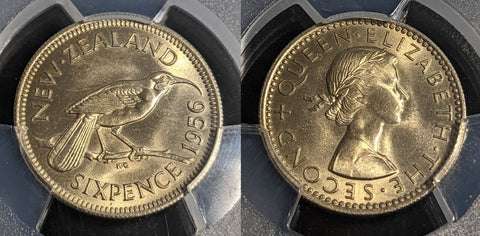 New Zealand 1956 Sixpence 6d KM# 26.2 PCGS MS65 GEM UNC #2840