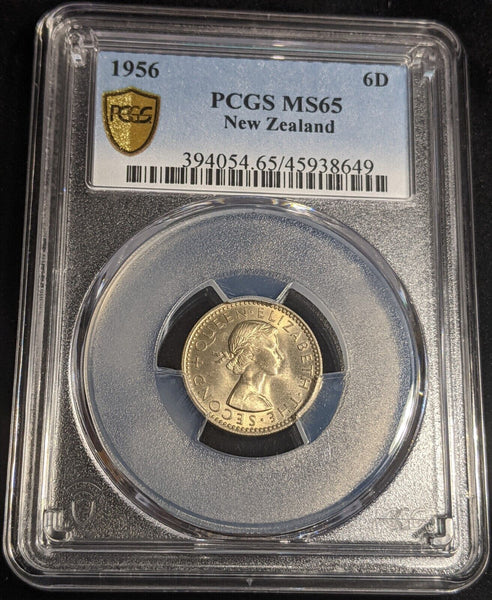 New Zealand 1956 Sixpence 6d KM# 26.2 PCGS MS65 GEM UNC #2840