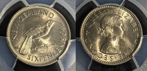 New Zealand 1964 Sixpence 6d KM# 26.2 PCGS MS65 GEM UNC #2841