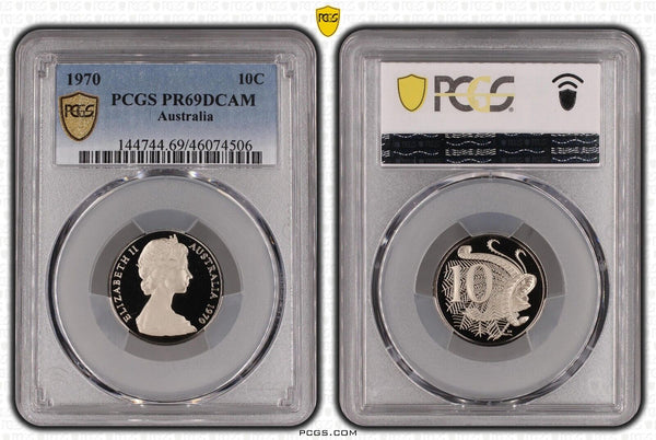 1970 Proof Ten Cent 10c Australia PCGS PR69DCAM FDC UNC #2851