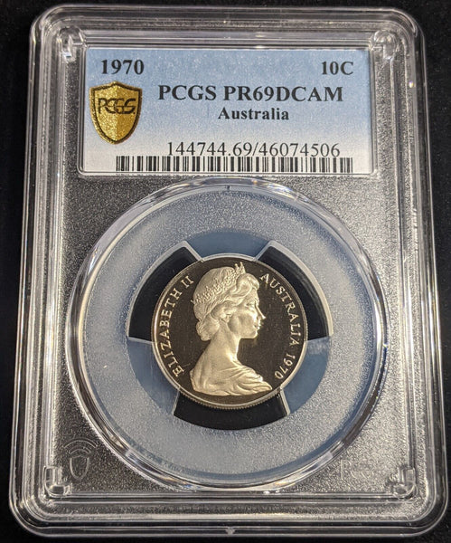1970 Proof Ten Cent 10c Australia PCGS PR69DCAM FDC UNC #2851