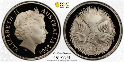 2008 Proof Five Cent 5c Australia PCGS PR70DCAM FDC UNC #2850