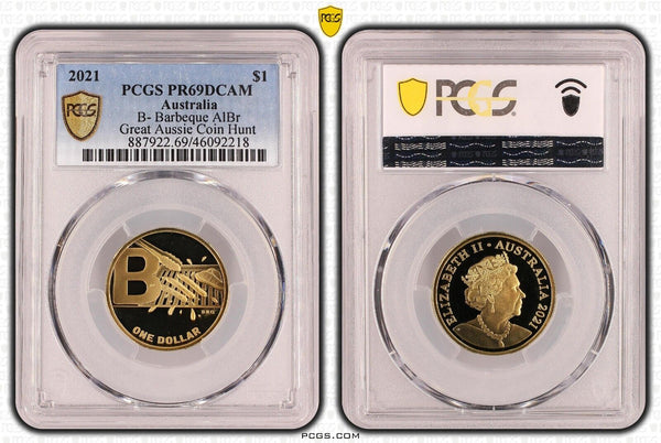 2021 Proof One Dollar $1 B- Barbeque Australia PCGS PR69DCAM FDC UNC #2852