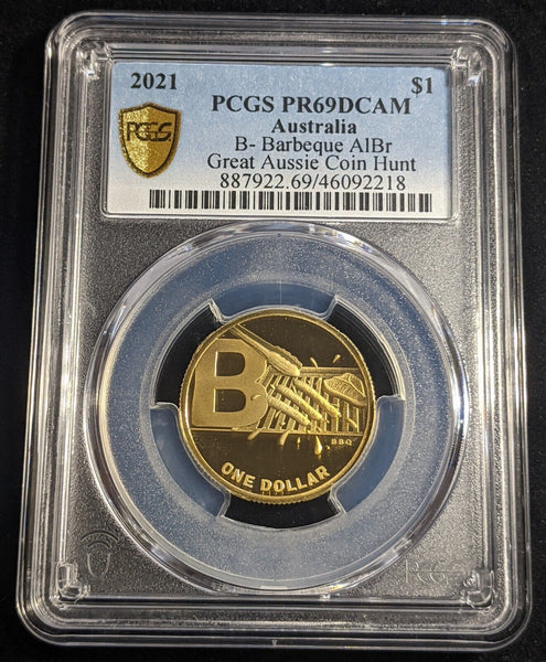 2021 Proof One Dollar $1 B- Barbeque Australia PCGS PR69DCAM FDC UNC #2852