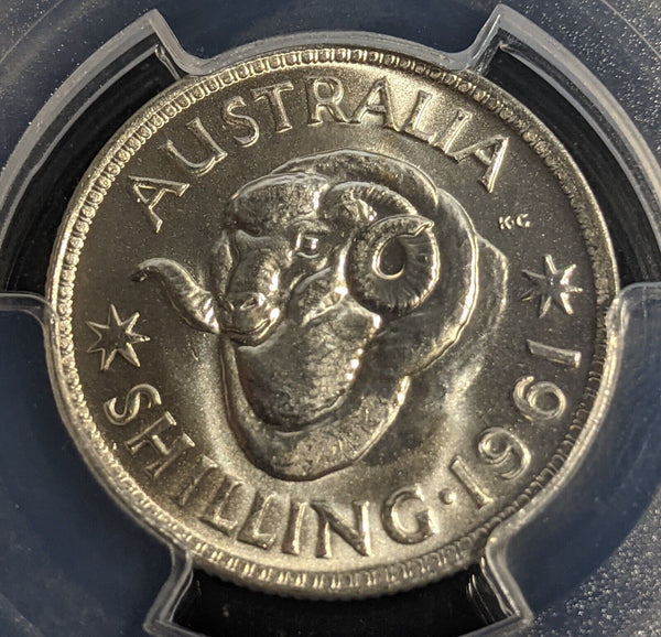 1961 m Shilling 1/- Australia PCGS MS63+ Choice UNC #2861