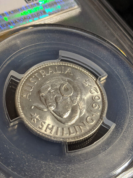 1962 m Shilling 1/- Australia PCGS MS64 GEM UNC #2867