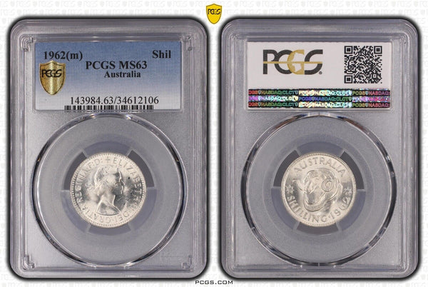 1962 m Shilling 1/- Australia PCGS MS63 Choice UNC #2871