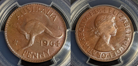 1964. Y (p) Penny 1d Australia MS64BN PCGS GEM UNC #2878