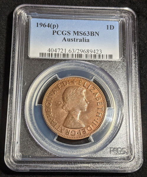 1964. Y (p) Penny 1d Australia MS63BN PCGS Choice UNC #2879
