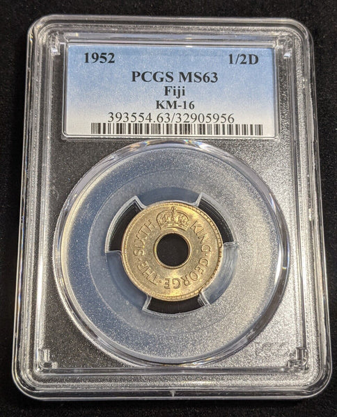 Fiji 1952 Half Penny 1/2d KM 16 PCGS MS63 CHOICE UNC #2889