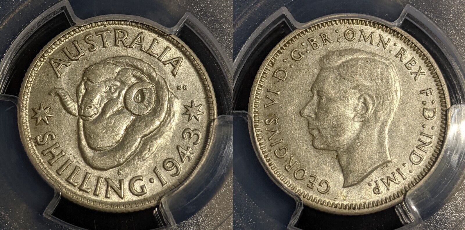 1943 S Shilling 1/- Australia PCGS AU58 aUNC #2894