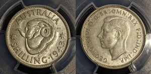 1943 S Shilling 1/- Australia PCGS AU58 aUNC #2894
