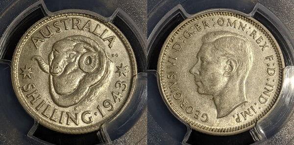 1943 S Shilling 1/- Australia PCGS AU58 aUNC #2894