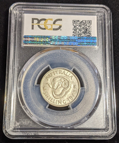 1943 S Shilling 1/- Australia PCGS AU58 aUNC #2894