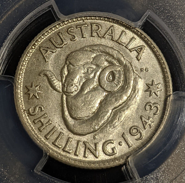 1943 S Shilling 1/- Australia PCGS AU58 aUNC #2894