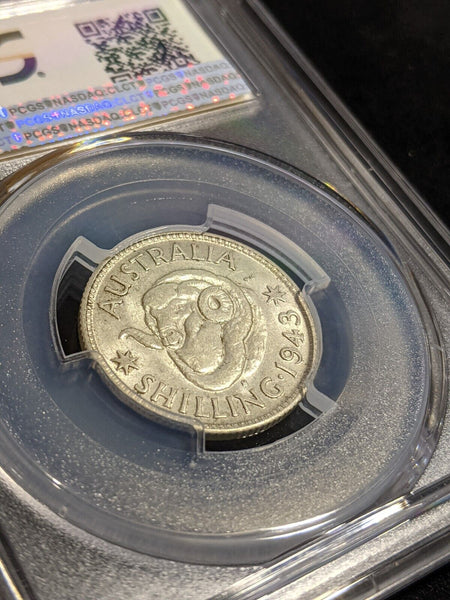 1943 S Shilling 1/- Australia PCGS AU58 aUNC #2894