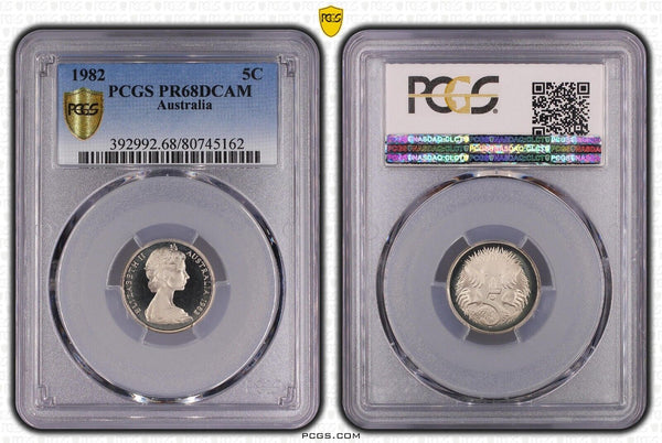 1982 Proof Five Cent 5c Australia PCGS PR68DCAM FDC UNC #2916