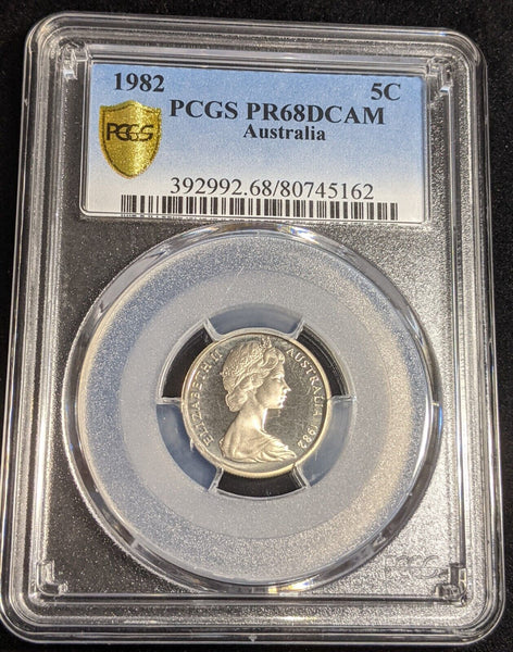 1982 Proof Five Cent 5c Australia PCGS PR68DCAM FDC UNC #2916