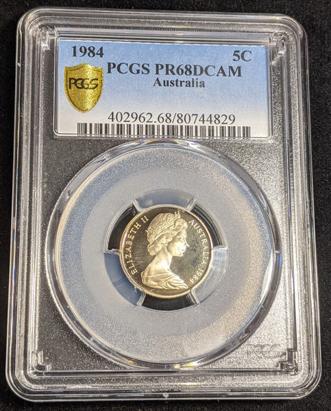 1984 Proof Five Cent 5c Australia PCGS PR68DCAM FDC UNC #2912