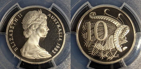 1982 Proof Ten Cent 10c Australia PCGS PR68DCAM FDC UNC #2917
