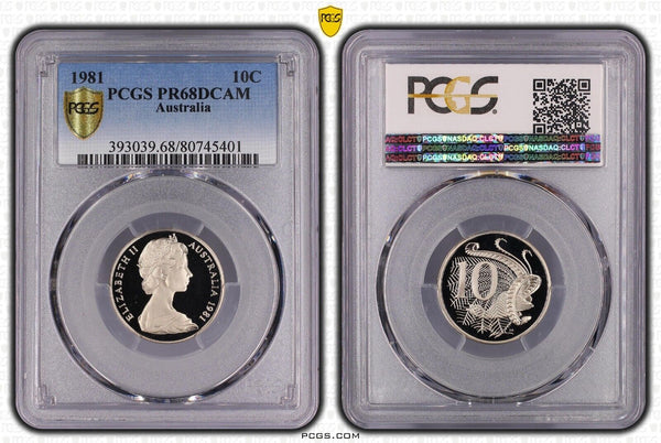 1981 Proof Ten Cent 10c Australia PCGS PR68DCAM FDC UNC #2918
