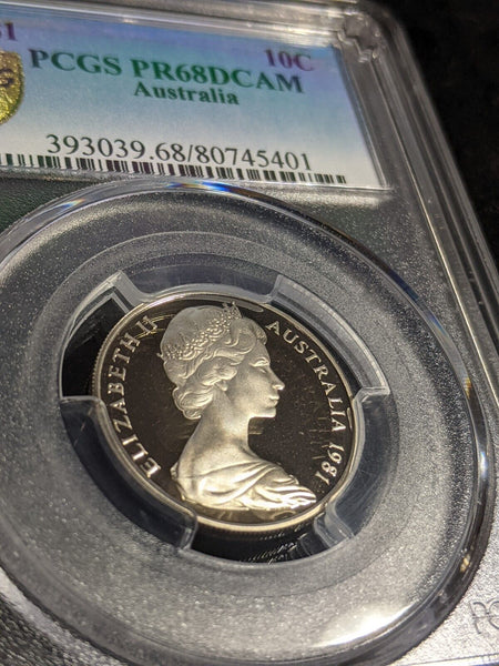 1981 Proof Ten Cent 10c Australia PCGS PR68DCAM FDC UNC #2918