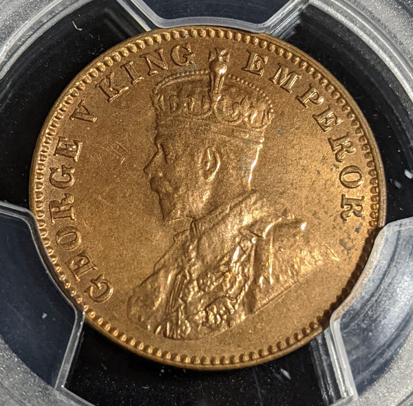 India 1936 (b) With Dot Quarter Anna PCGS MS64RB GEM UNC #2929