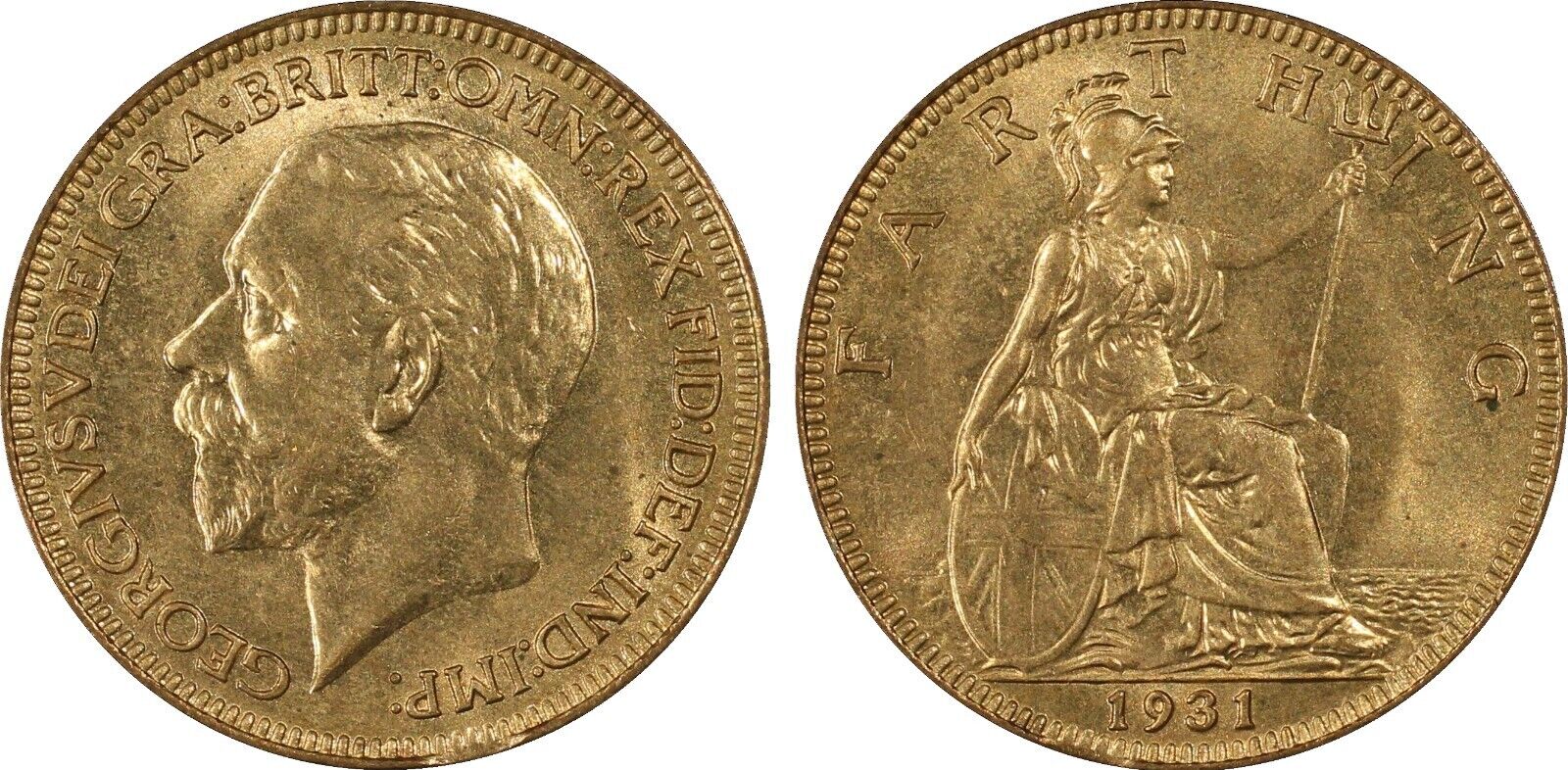 Great Britain 1931 Farthing 1/4d PCGS MS65RD GEM UNC #2932