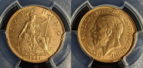 Great Britain 1931 Farthing 1/4d PCGS MS65RD GEM UNC #2932