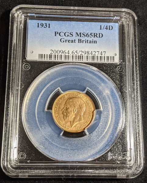 Great Britain 1931 Farthing 1/4d PCGS MS65RD GEM UNC #2932