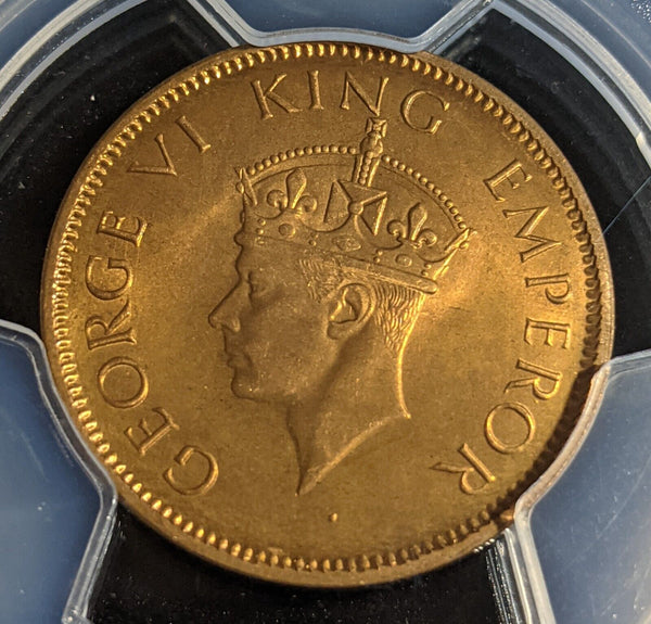 India 1941(c) Sans Dot One Quarter Anna PCGS MS65RD GEM UNC #2940