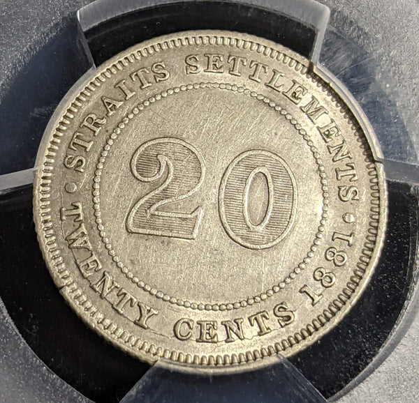 1881 Straits Settlements 20C Twenty Cents 20c PCGS UNC Details #2946