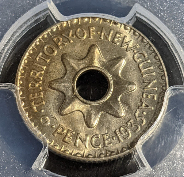 1935 New Guinea Sixpence 6d PCGS MS66 GEM UNC #2948