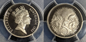 1993 Proof Five Cent 5c Australia PCGS PR70DCAM FDC UNC #2947