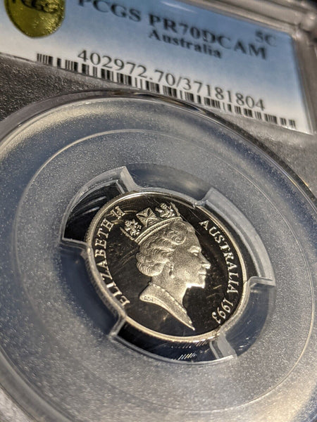 1993 Proof Five Cent 5c Australia PCGS PR70DCAM FDC UNC #2947