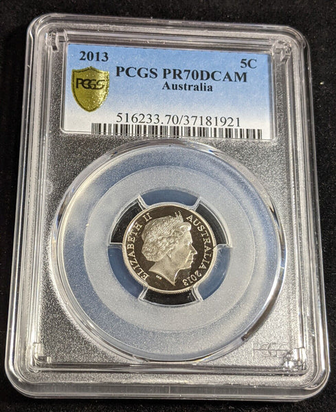 2013 Proof Five Cent 5c Australia PCGS PR70DCAM FDC UNC #2962
