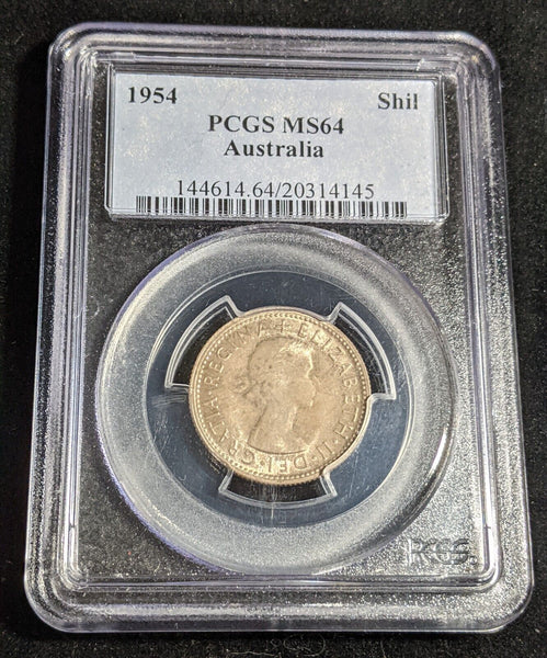 1954 Shilling 1/- Australia PCGS MS64 GEM UNC #2963