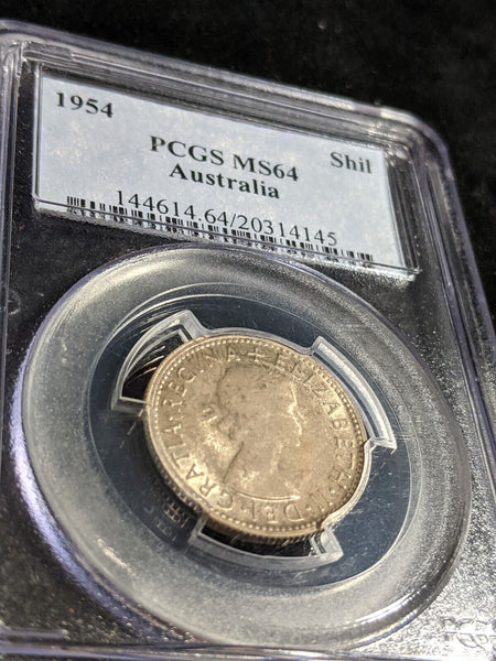 1954 Shilling 1/- Australia PCGS MS64 GEM UNC #2963