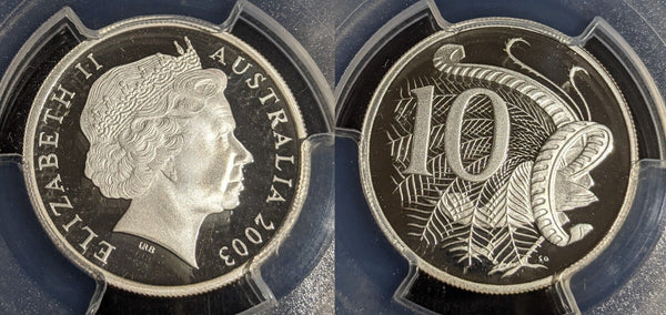 2003 Proof Silver Ten Cent 10c Australia PCGS PR70DCAM FDC UNC #2961