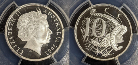 2003 Proof Silver Ten Cent 10c Australia PCGS PR70DCAM FDC UNC #2961