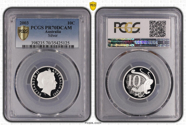 2003 Proof Silver Ten Cent 10c Australia PCGS PR70DCAM FDC UNC #2961