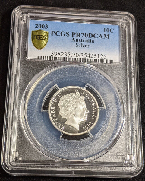 2003 Proof Silver Ten Cent 10c Australia PCGS PR70DCAM FDC UNC #2961