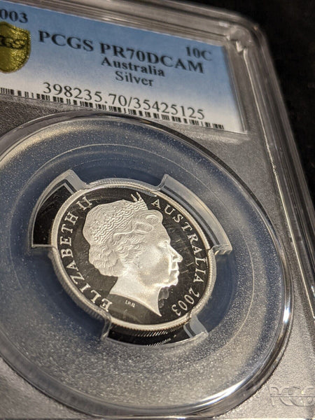 2003 Proof Silver Ten Cent 10c Australia PCGS PR70DCAM FDC UNC #2961