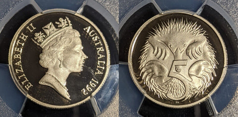 1992 Proof Five Cent 5c Australia PCGS PR68DCAM FDC UNC #2968