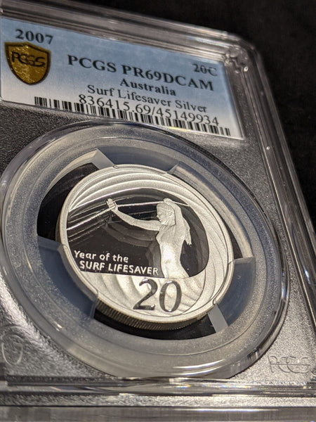 2007 Proof Silver Twenty Cent 20c Surf Lifesaver Australia PCGS PR69DCAM #2971