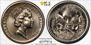 1992 Five Cent 5c Australia PCGS MS67 FDC GEM UNC #2972