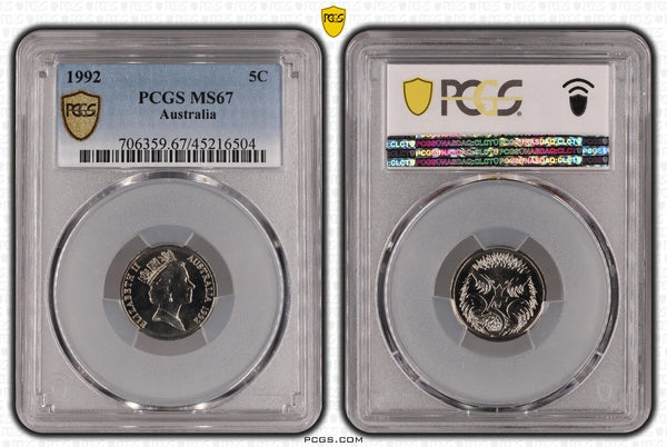1992 Five Cent 5c Australia PCGS MS67 FDC GEM UNC #2972