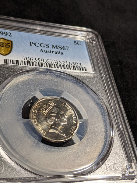 1992 Five Cent 5c Australia PCGS MS67 FDC GEM UNC #2972
