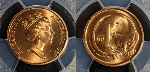 1987 One Cent 1c Australia PCGS MS66 GEM UNC #2976