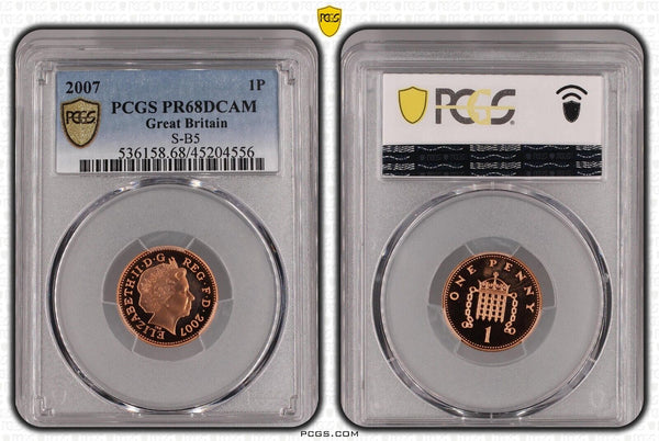 Great Britain 2007 Proof One Pence 1P S-B5 PCGS PCGS PR68DCAM FDC UNC #2982